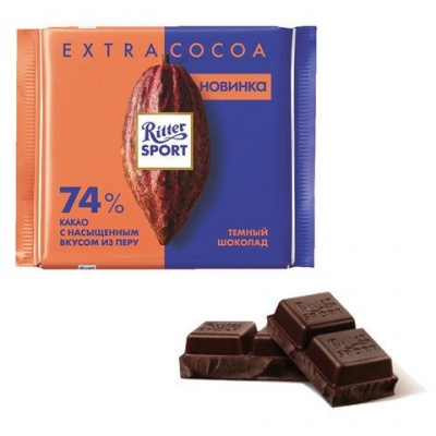 Шоколад Риттер Спорт темный 61% какао 0,1кг (1/12)